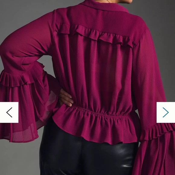 Anthropologie Sheer V-Neck Blouse - Picture 10 of 12